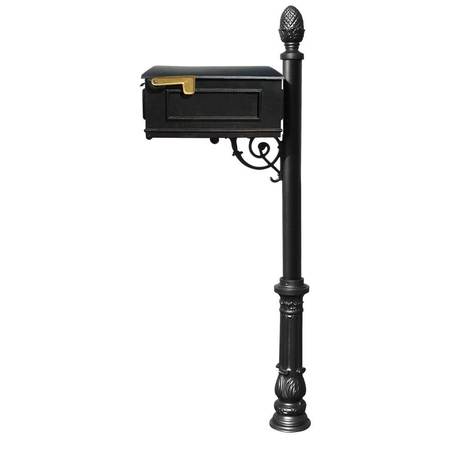 QUALARC Mailbox w/ornate base and pineapple finial LM-703-LPST-BL